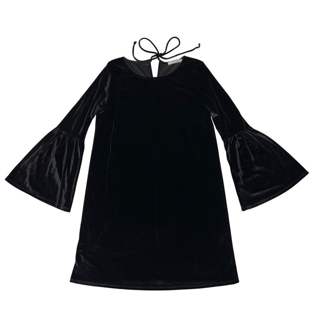 Rokoko by Dazz Black Velvet Dress with Bell Sleeves / Women's Size Small